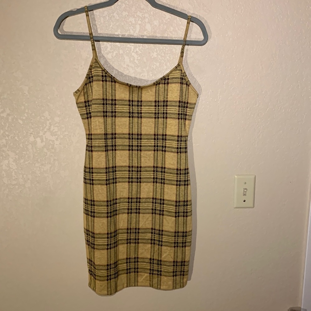 Yellow plaid dress